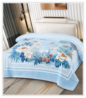 Elegant Floral Printed Mink Blanket